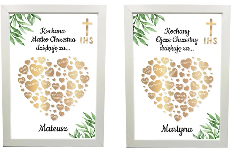 Podziękowanie dla Rodziców Chrzestnych Komunia - prezent dla Matki Chrzestnej Ojca Chrzestnego