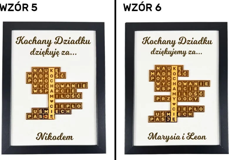 Podziękowanie Ramka Krzyżówka 3D - Prezent na Dzień Babci i Dziadka dla Dziadków