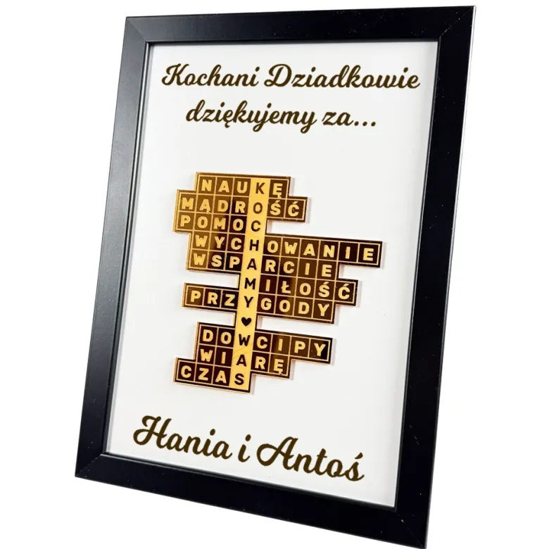 Podziękowanie Ramka Krzyżówka 3D - Prezent na Dzień Babci i Dziadka dla Dziadków