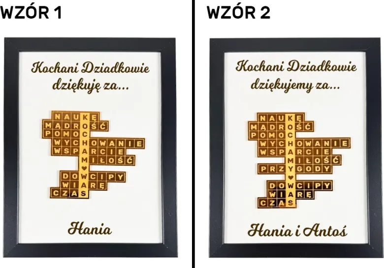 Podziękowanie Ramka Krzyżówka 3D - Prezent na Dzień Babci i Dziadka dla Dziadków