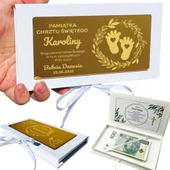 Pudełko na Pieniądze Chrzest - Prezent na Chrzest Święty dla Chłopca Dziewczynki Pamiątka Chrztu Świętego
