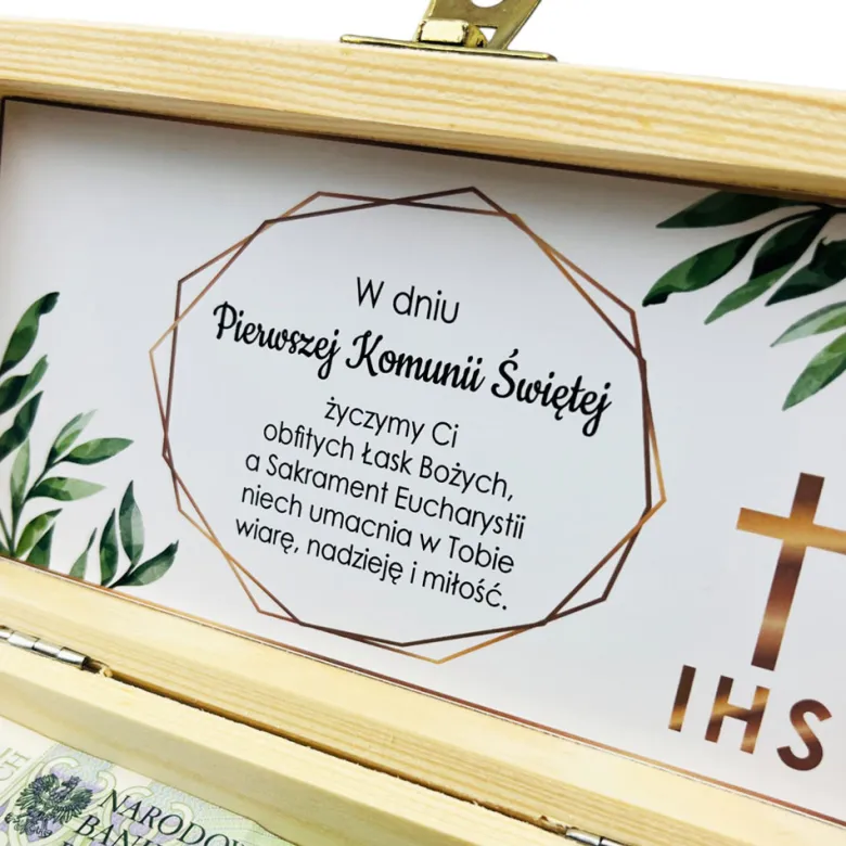 Pudełko na Pieniądze Komunia - Prezent na Komunię Pamiątka Pierwszej Komunii Świętej