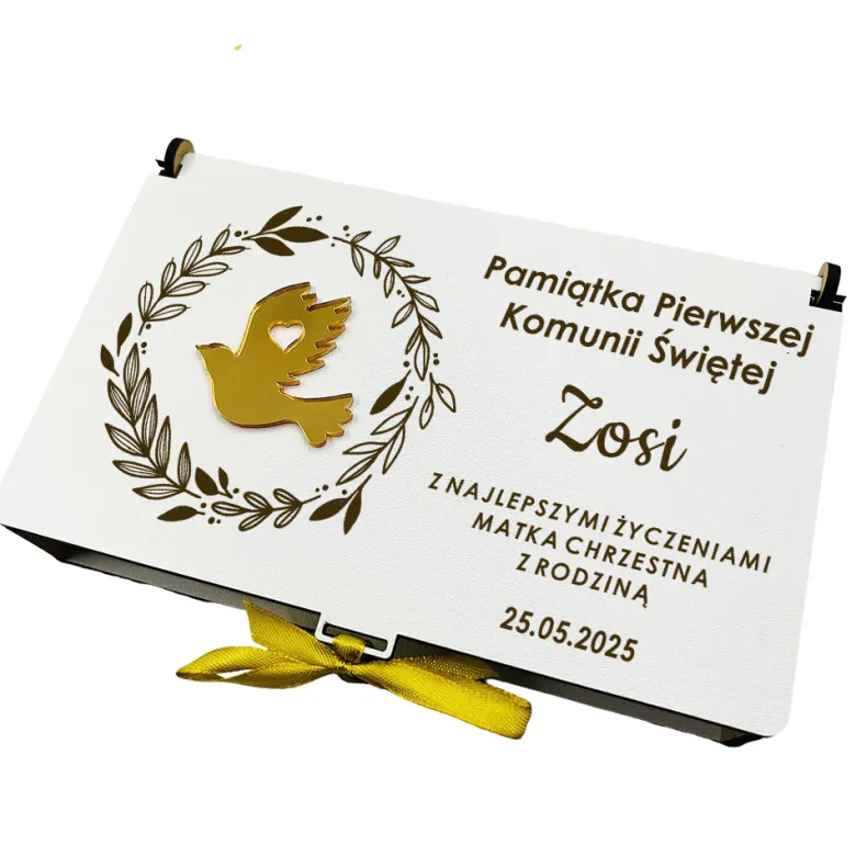 Pudełko na Pieniądze Komunia - Prezent na Komunię Święta Pamiątka Pierwszej Komunii Świętej