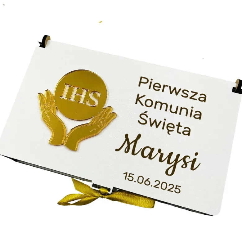 Pudełko na Pieniądze Komunia - Prezent na Komunię Święta Pamiątka Pierwszej Komunii Świętej
