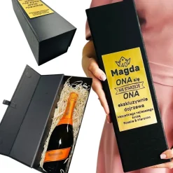 Pudełko na Wino Alkohol z Grawerem - prezent na urodziny dla kobiety faceta mężczyzny