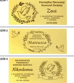 Różaniec Komunijny + Pudełko na Pieniądze z Grawerem - Pamiątka Pierwszej Komunii Świętej Prezent na Komunię