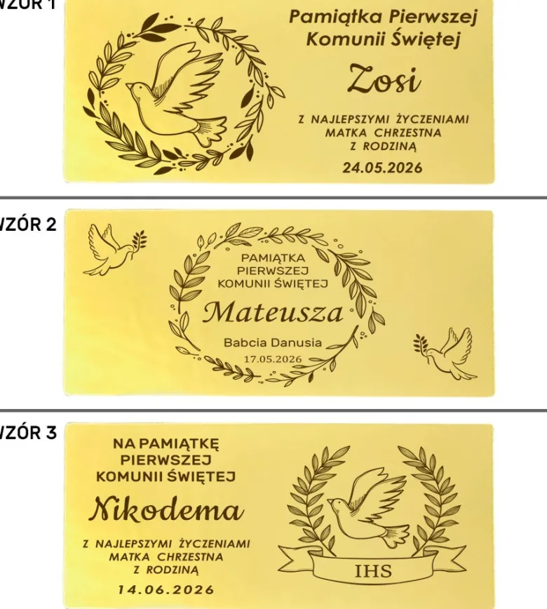 Różaniec Komunijny + Pudełko na Pieniądze z Grawerem - Pamiątka Pierwszej Komunii Świętej Prezent na Komunię