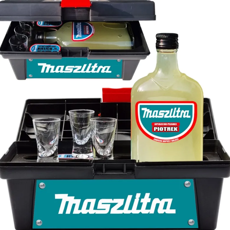 Skrzynka MaszLitra - Zestaw imprezowy prezent dla budowlańca mechanika