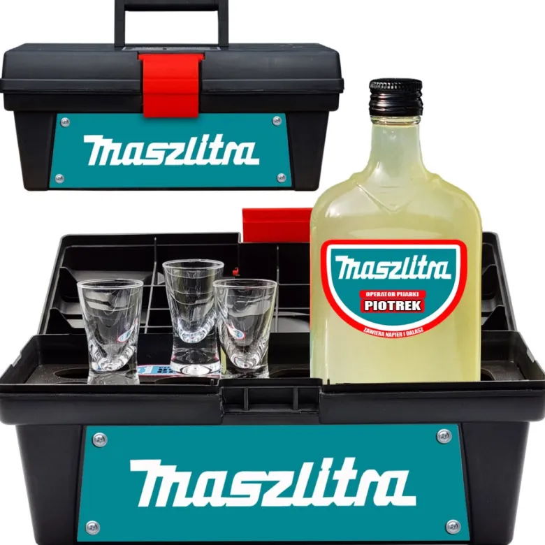 Skrzynka MaszLitra - Zestaw imprezowy prezent dla budowlańca mechanika
