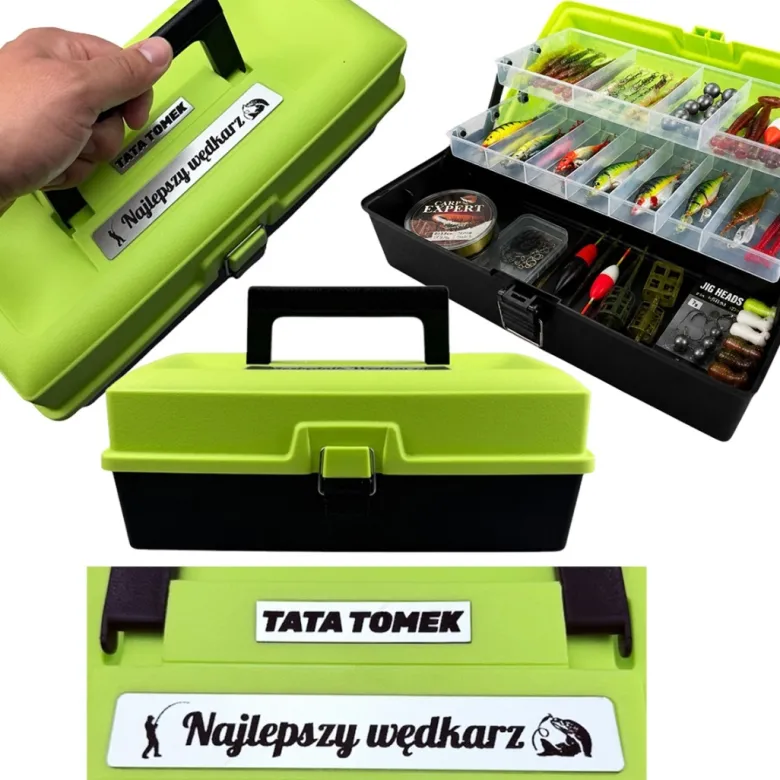 Skrzynka Wędkarska z Imieniem Taty - Prezent dla Taty na Dzień Ojca Święta Urodziny Imieniny