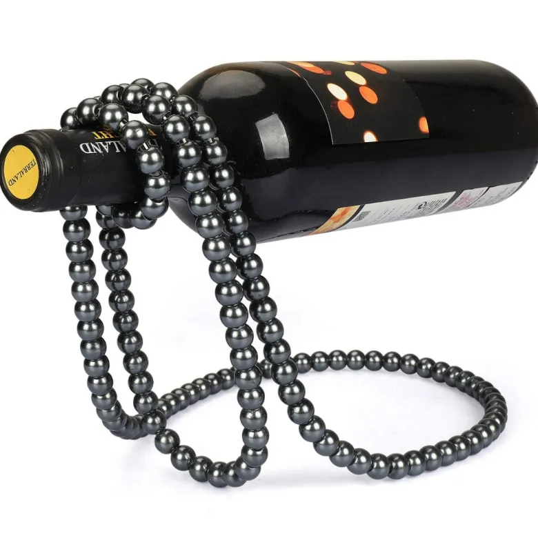 Stojak na wino SZNUR PEREŁ - CZARNY