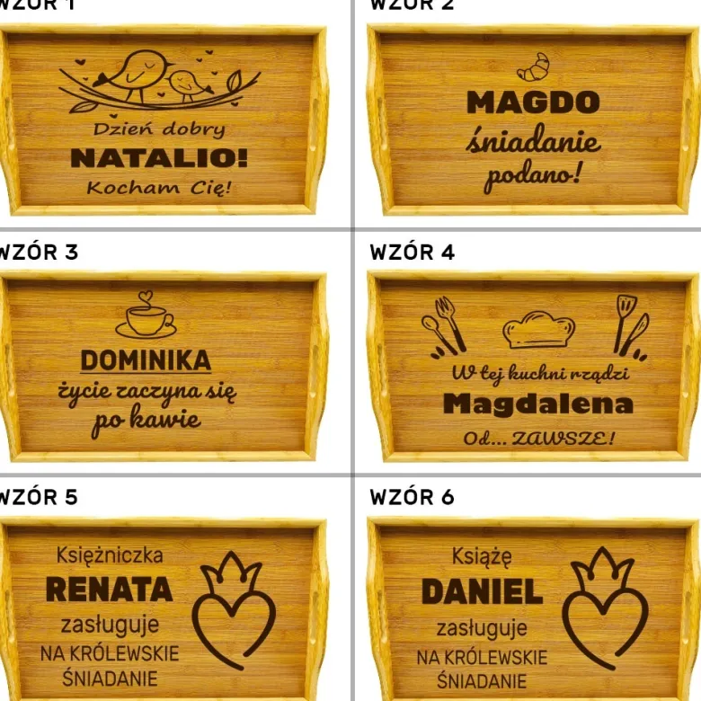 Stolik Śniadaniowy do Łóżka z Grawerem - Prezent dla Żony Męża Mamy Dziewczyny na Święta Urodziny