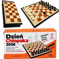 Szachy Magnetyczne + Życzenia - Prezent na Dzień Chłopaka do Szkoły Pracy Przedszkola Klasy dla Kolegów Chłopców