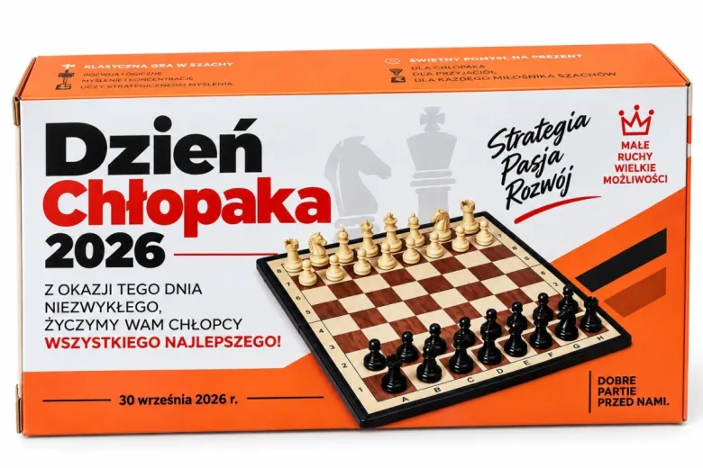 Szachy Magnetyczne + Życzenia - Prezent na Dzień Chłopaka do Szkoły Pracy Przedszkola Klasy dla Kolegów Chłopców