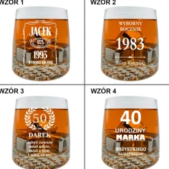 Szklanka do whisky KROSNO z grawerem - prezent na 18 40 50 60 urodziny święta dla faceta mężczyzny chłopaka