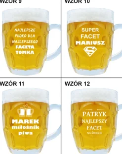 Szklany kufel do piwa z grawerem w ozdobnym kartoniku - prezent na 18 30 40 50 60 urodziny dla faceta mężczyzny