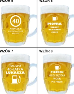Szklany kufel do piwa z grawerem w ozdobnym kartoniku - prezent na 18 30 40 50 60 urodziny dla faceta mężczyzny