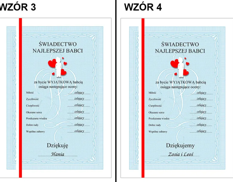 Świadectwo z Czerwonym Paskiem dla Babci i Dziadka - prezent dla dziadków na Dzień Babci i Dziadka