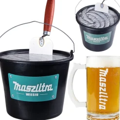 Wiadro MaszLitra + Kufel - Śmieszny Prezent dla Budowlańca Mężczyzny Męża Taty Brata na Święta Urodziny