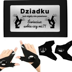 Świecące Rękawiczki LED z grawerem dla Dziadka - prezent na Dzień Babci i Dziadka Święta Urodziny