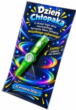 Świecący Długopis Fidget Spinner + Życzenia - Prezent na Dzień Chłopaka Szkoła Przedszkole