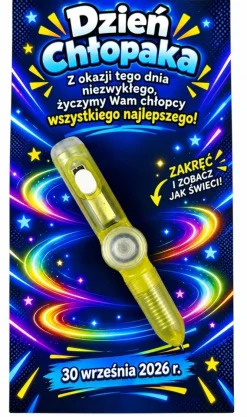 Świecący Długopis Fidget Spinner + Życzenia - Prezent na Dzień Chłopaka Szkoła Przedszkole