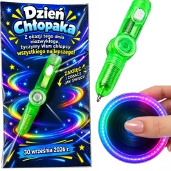 Świecący Długopis Fidget Spinner + Życzenia - Prezent na Dzień Chłopaka Szkoła Przedszkole