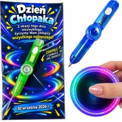Świecący Długopis Fidget Spinner + Życzenia - Prezent na Dzień Chłopaka Szkoła Przedszkole