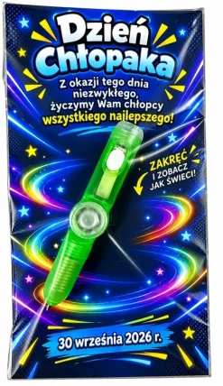 Świecący Długopis Fidget Spinner + Życzenia - Prezent na Dzień Chłopaka Szkoła Przedszkole