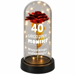 Wieczna Róża LED Personalizowana - Prezent dla Dziewczyny Żony Niej na Walentynki Święta Urodziny