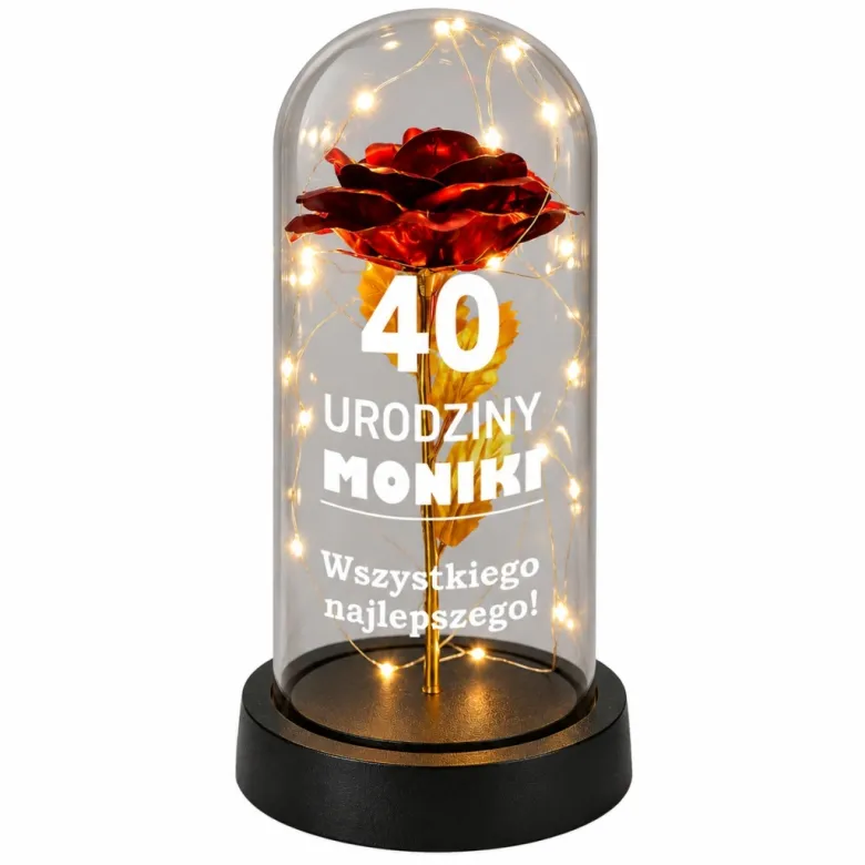 Wieczna Róża LED Personalizowana - Prezent dla Dziewczyny Żony Niej na Walentynki Święta Urodziny