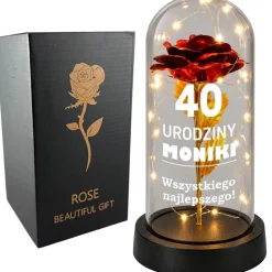 Wieczna Róża LED Personalizowana - Prezent dla Dziewczyny Żony Niej na Walentynki Święta Urodziny