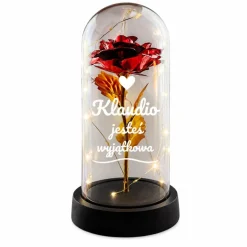 Wieczna Róża LED Personalizowana - Prezent dla Dziewczyny Żony Niej na Walentynki Święta Urodziny