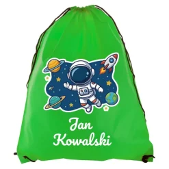 Worek Plecak Astronauta z Imieniem dla Chłopca do Przedszkola Szkoły na Buty W-F