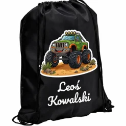 Worek Plecak Monster Truck z Imieniem dla Chłopca do Przedszkola Szkoły na Buty W-F