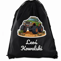 Worek Plecak Monster Truck z Imieniem dla Chłopca do Przedszkola Szkoły na Buty W-F