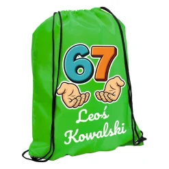 Worek Plecak 67 Six Seven z Imieniem dla Chłopca Dziewczynki do Przedszkola Szkoły na Buty W-F
