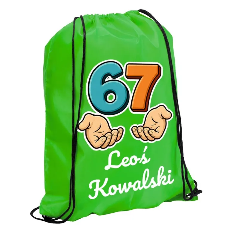 Worek Plecak 67 Six Seven z Imieniem dla Chłopca Dziewczynki do Przedszkola Szkoły na Buty W-F