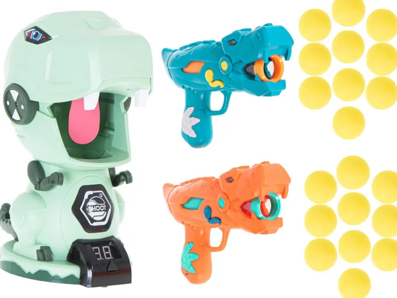 2x Pistolet na Kulki + Dinozaur - Strzelanie do celu
