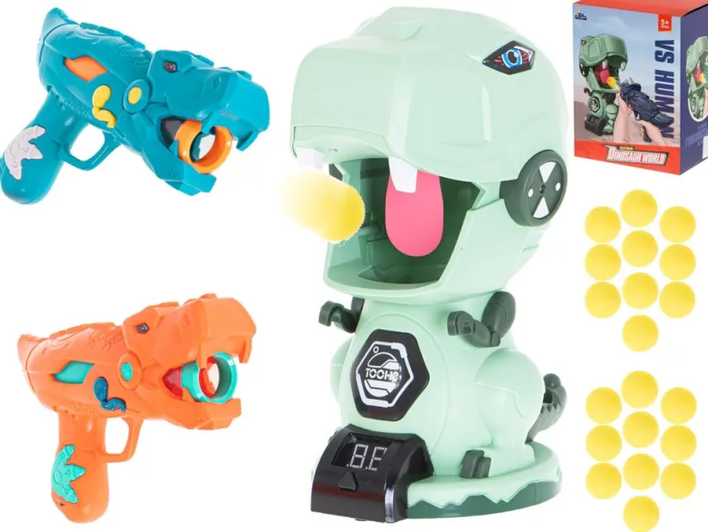 2x Pistolet na Kulki + Dinozaur - Strzelanie do celu