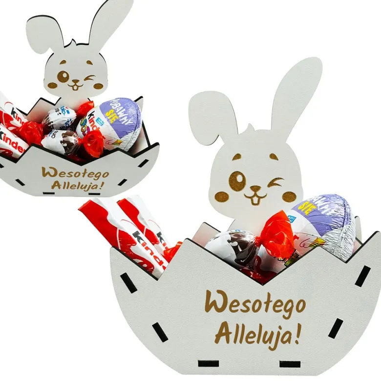 Zając Wielkanocny Koszyczek na Słodycze - Prezent na Wielkanoc Zajączka dla Dzieci