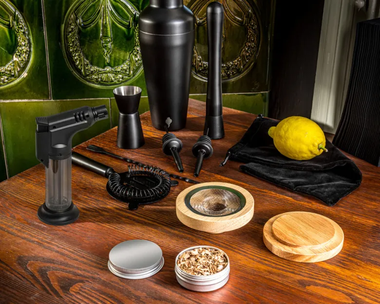 Zestaw barmański shaker do drinków + zestaw do wędzenia whisky 2w1