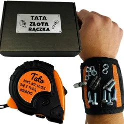 Zestaw dla Taty Opaska Magnetyczna + Miara - Prezent dla Taty na Dzień Ojca Święta Urodziny