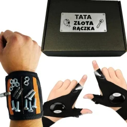 Zestaw dla Taty Świecące Rękawiczki + Opaska Magnetyczna - Prezent dla Taty na Dzień Ojca Święta Urodziny