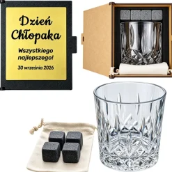 Zestaw do Whisky z Grawerem Szklanka + Kamienie - prezent na Dzień Chłopaka Szkoła Praca