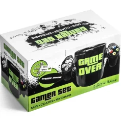 ZESTAW gracza GAME OVER kubek, podkładka, breloki