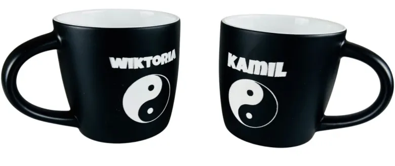 Zestaw Kubków Yin Yang z Imionami - prezent dla pary rodziców przyjaciół żony męża chłopaka dziewczyny na Święta
