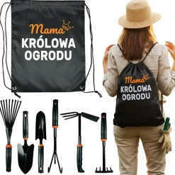 Zestaw Narzędzi Ogrodowych + Plecak Mama Królowa Ogrodu - Prezent dla Mamy na Dzień Matki Święta Urodziny
