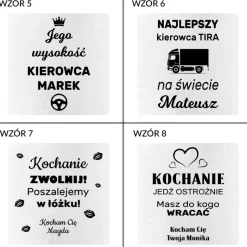 Zestaw Prezent dla Kierowcy Mechanika z grawerem - kubek opony, łyżeczka oraz brelok