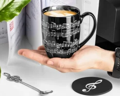 Zestaw Prezent dla Muzyka Mamy Taty Żony Męża Córki Syna - Kubek + Podkładka + Łyżeczka